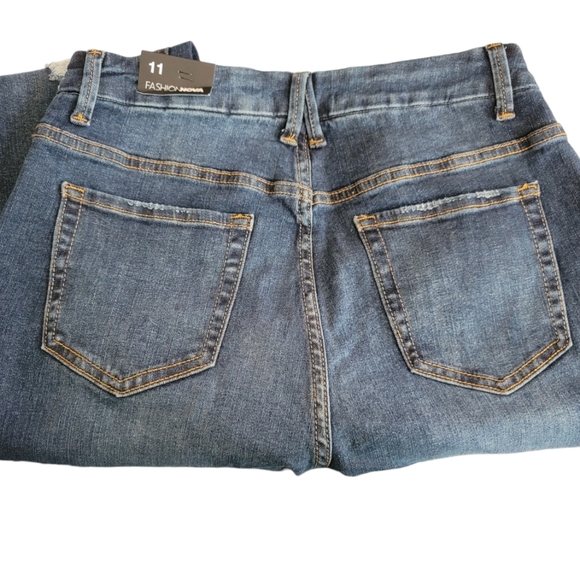 Fashion Nova Killing 'Em Kindly High Rise Dark Blue Wash Jeans, Size 11 Juniors - Picture 4 of 7